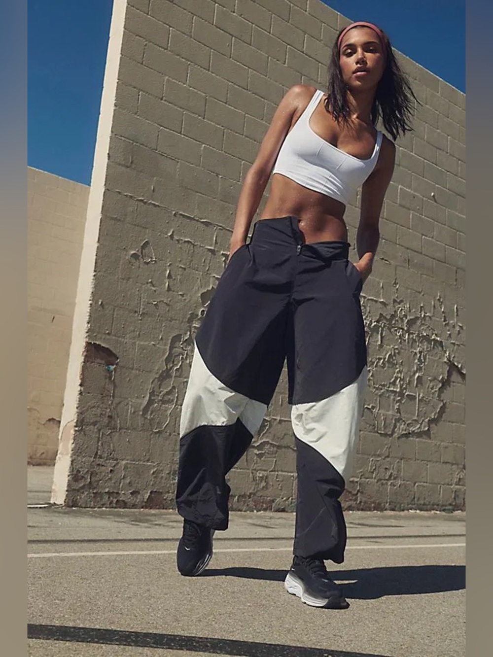 Free People Mvmt Black and White Colorblock Active Bottoms S